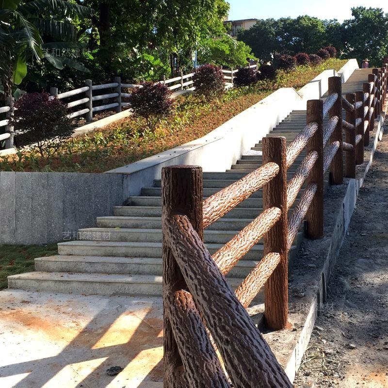 水泥仿木栏杆混凝土仿树皮护栏3D河道安全防护栏园林景观 景观工程项目1