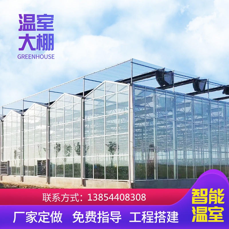 安徽蚌埠新型智能温室全自动配套设备批发 连栋玻璃温室保暖效果 养殖温室大棚通风排水设计