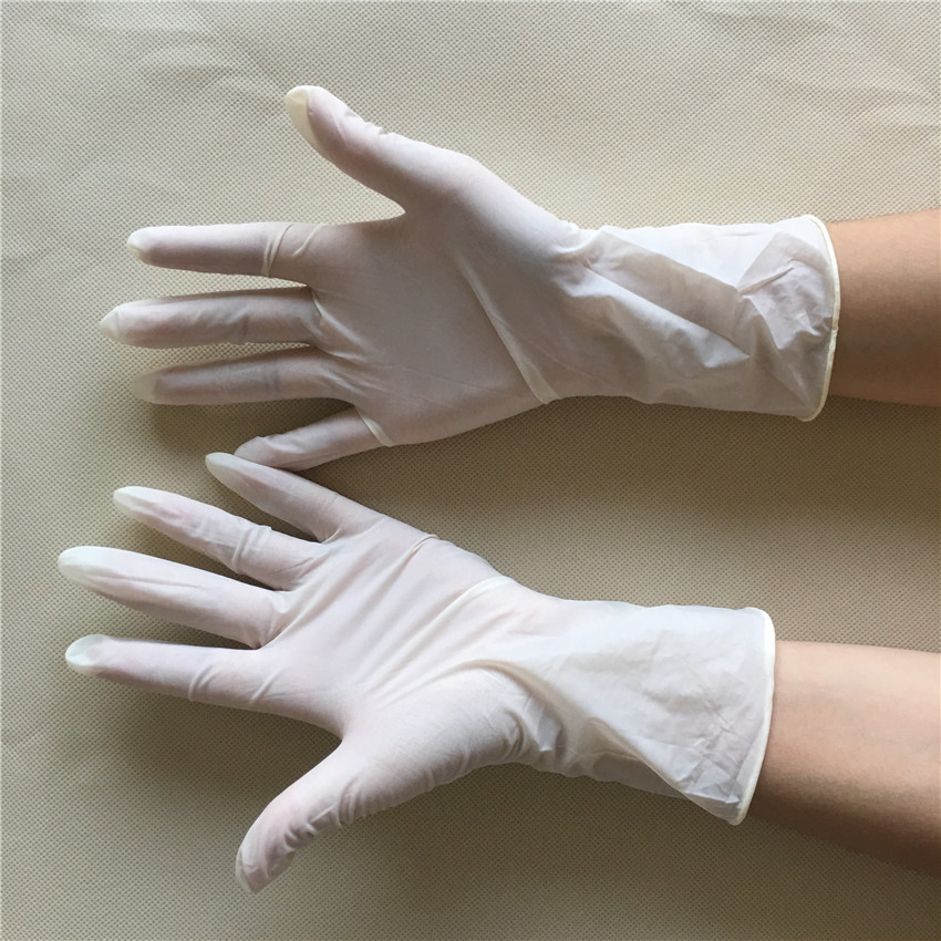 无尘室美容工厂食品防滑耐酸碱防静电 批发一次性乳胶手套9寸无粉4