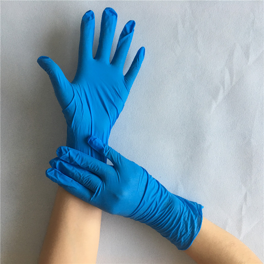 防酸碱实验室医用检查丁晴橡胶手套 厂家直销蓝色无粉丁腈手套9寸4
