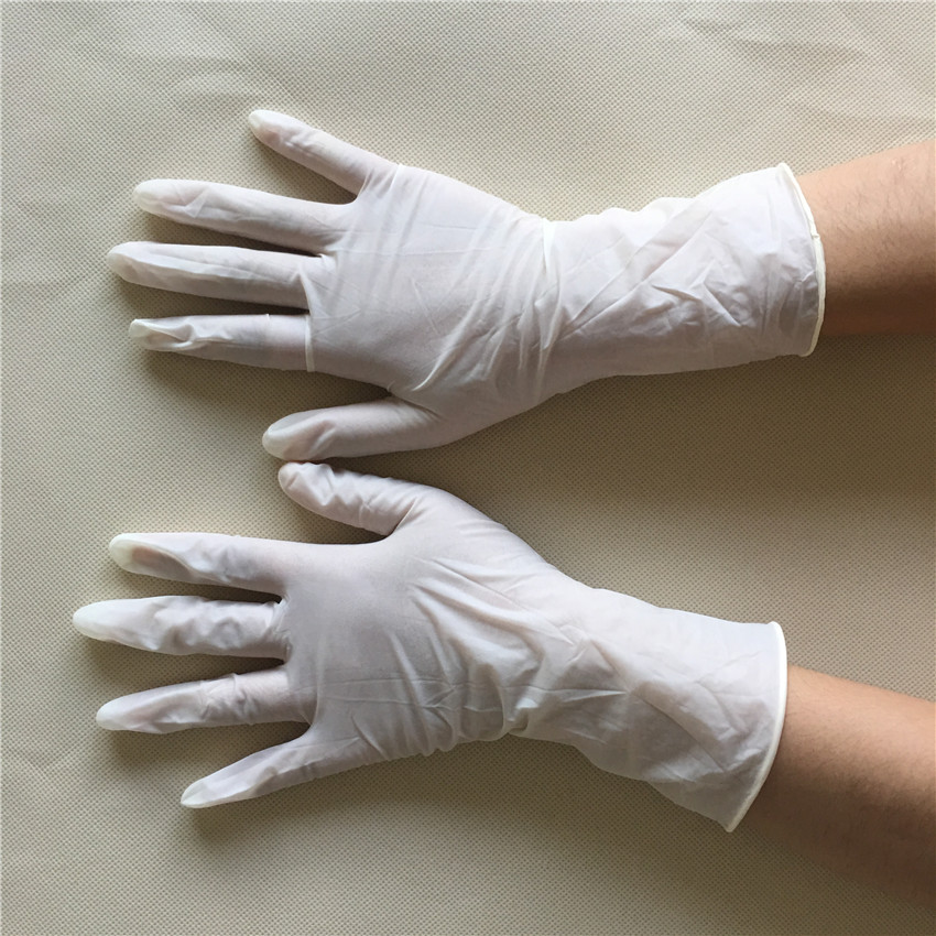 无尘室美容工厂食品防滑耐酸碱防静电 批发一次性乳胶手套9寸无粉5