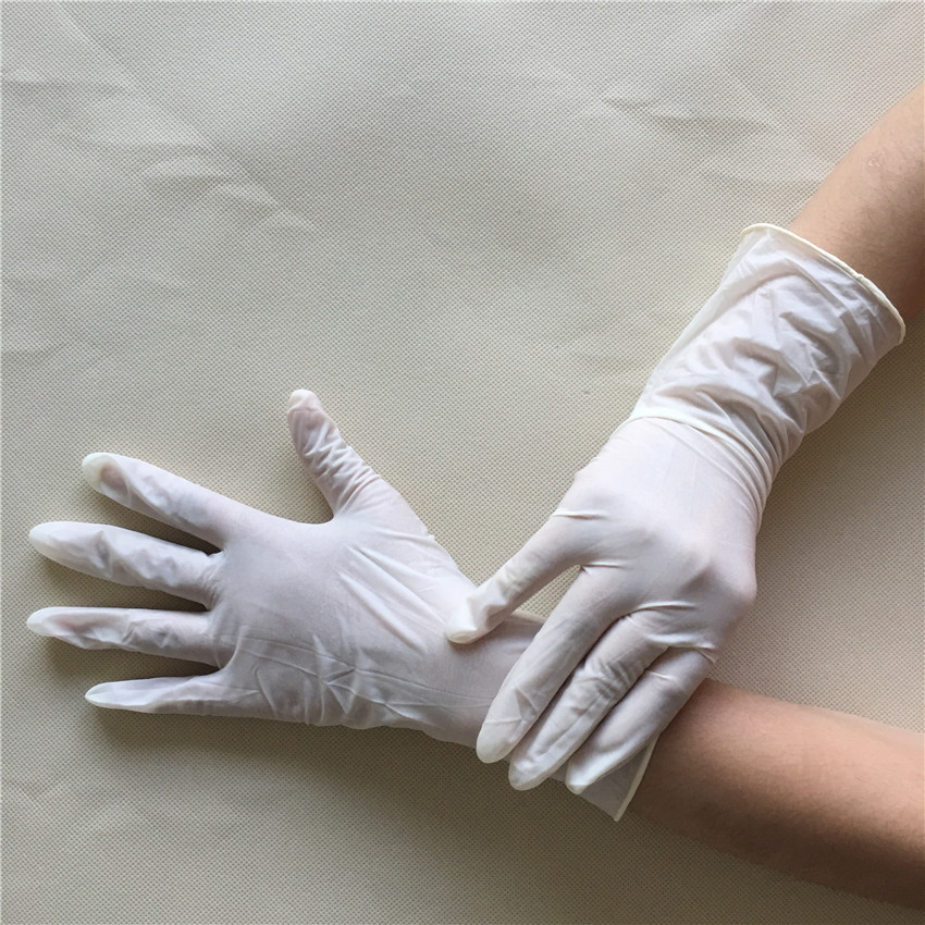 无尘室美容工厂食品防滑耐酸碱防静电 批发一次性乳胶手套9寸无粉1