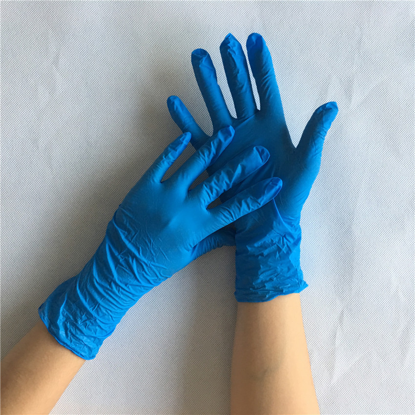 防酸碱实验室医用检查丁晴橡胶手套 厂家直销蓝色无粉丁腈手套9寸3