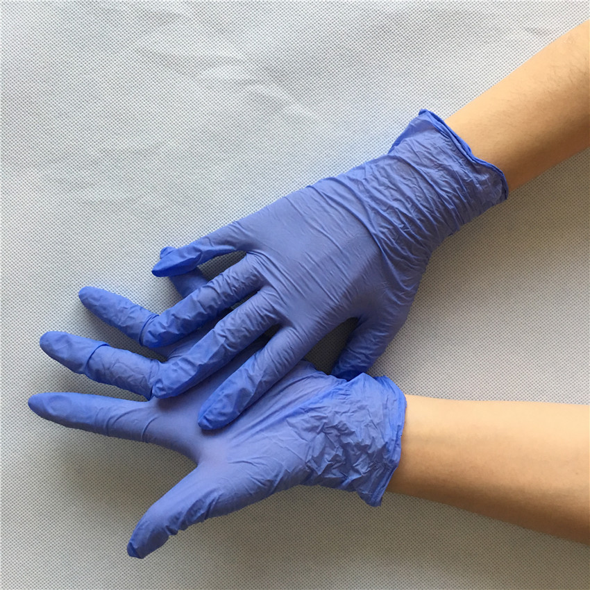 泰纳一次性手套一次性浅紫色丁腈手套9寸无粉防静电防油耐酸碱1