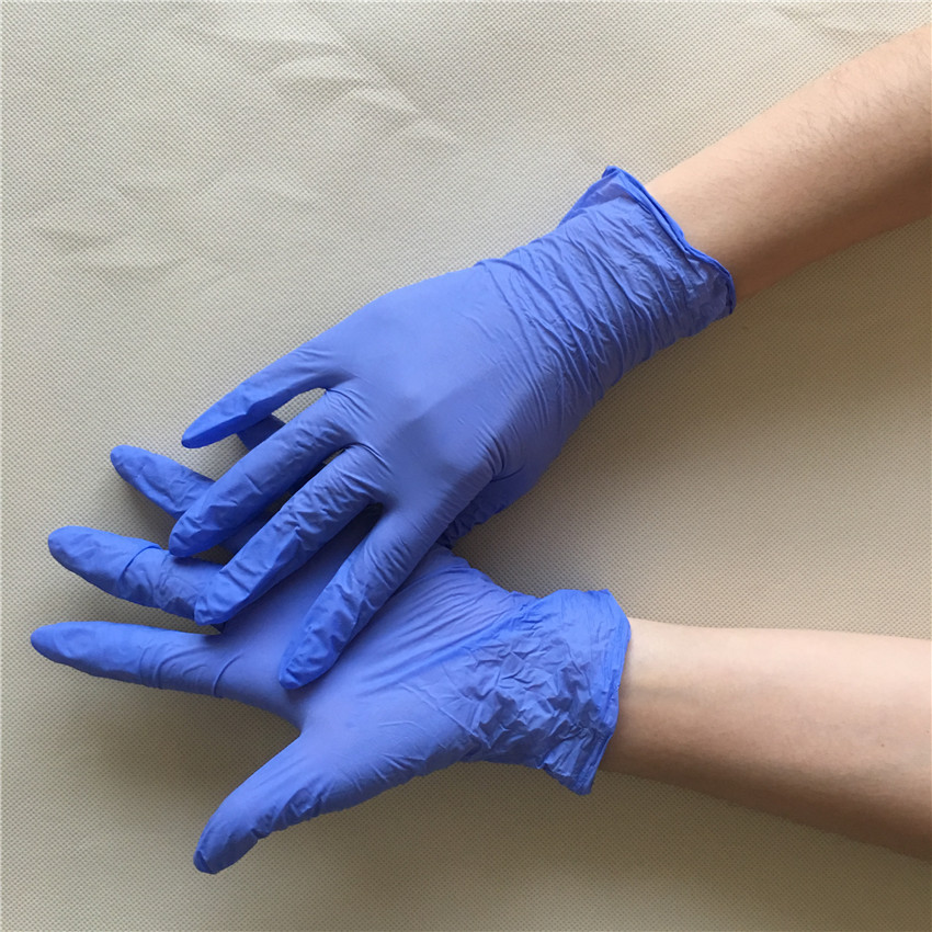 泰纳一次性手套一次性浅紫色丁腈手套9寸无粉防静电防油耐酸碱4