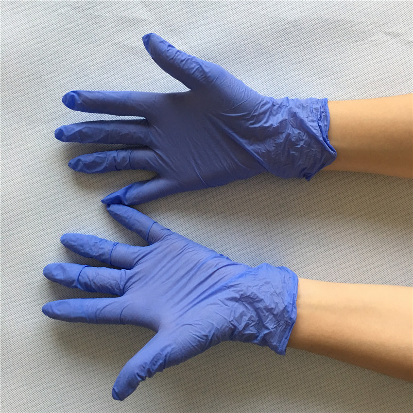泰纳一次性手套一次性浅紫色丁腈手套9寸无粉防静电防油耐酸碱2