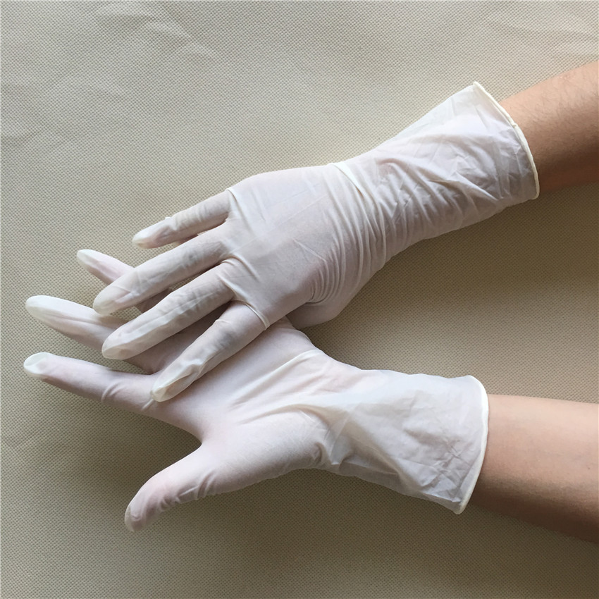 无尘室美容工厂食品防滑耐酸碱防静电 批发一次性乳胶手套9寸无粉3