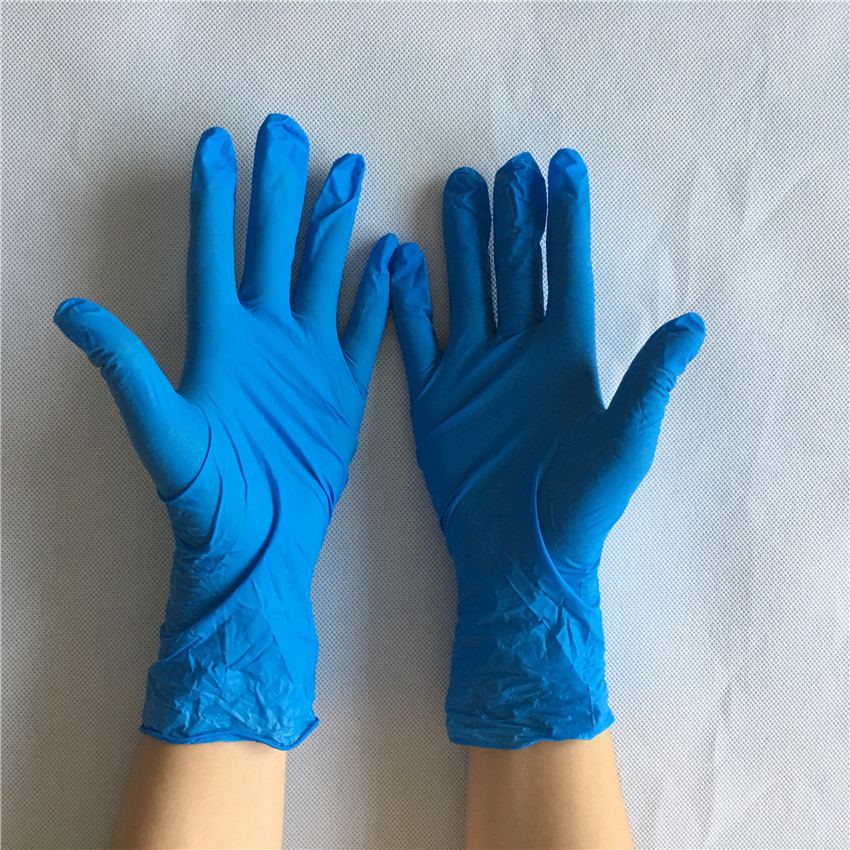 防酸碱实验室医用检查丁晴橡胶手套 厂家直销蓝色无粉丁腈手套9寸2