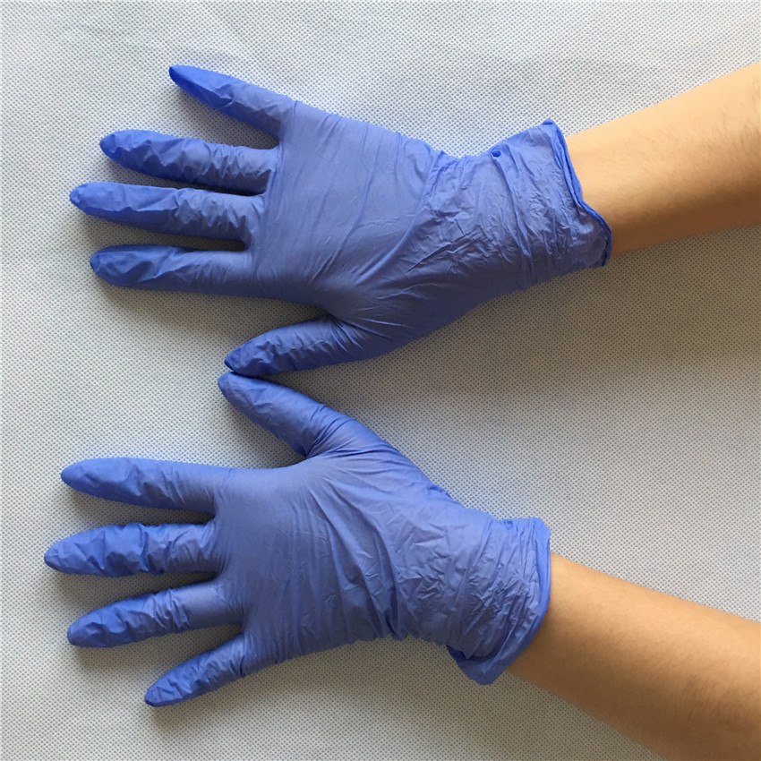 泰纳一次性手套一次性浅紫色丁腈手套9寸无粉防静电防油耐酸碱3