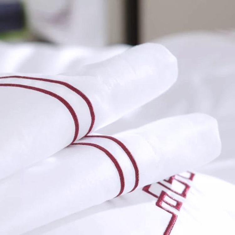 纯棉白色床笠被单被套床上用品免费刺绣 生产厂家 酒店布草1
