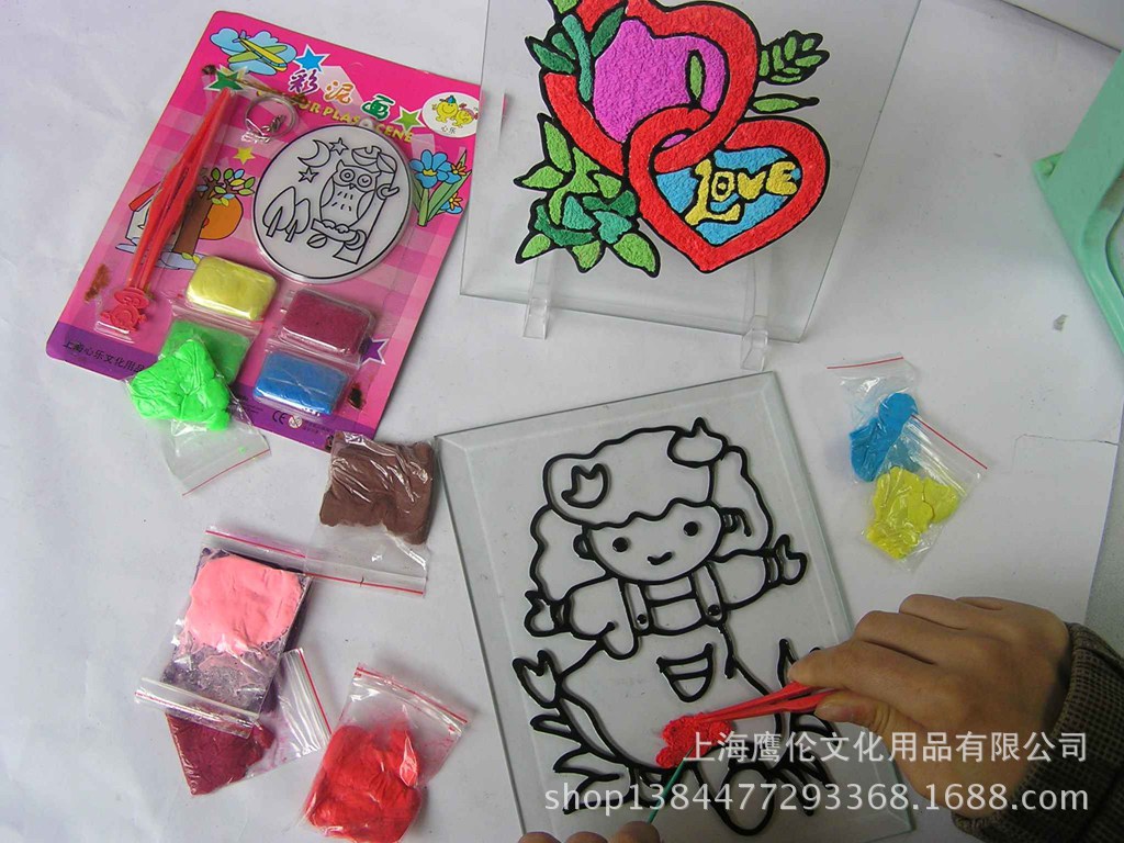 儿童木板彩泥画 8寸图案木板画 厂家批发 儿童美术彩绘玩具1