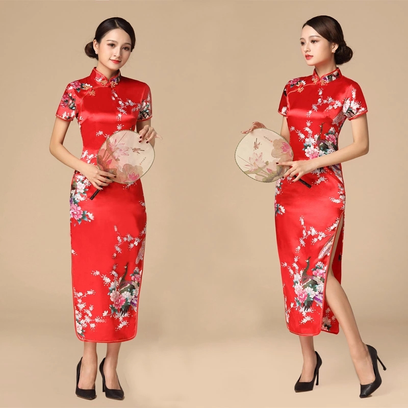 源头厂家直销2020新款女短袖中国风连衣裙复古长款旗袍 旗袍、唐装8