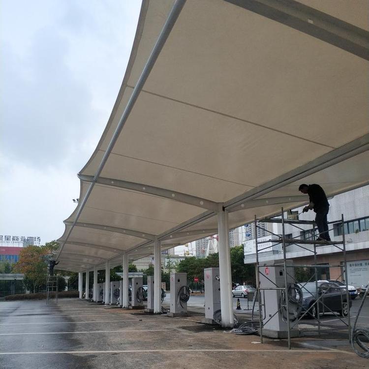 膜结构景观棚 膜结构车棚 钢结构、膜结构 厂家直供汽车停车棚遮阳雨篷1