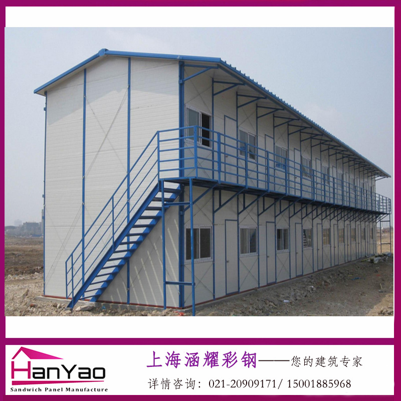 上海厂家供应安装搭建岩棉夹芯板彩钢活动房1