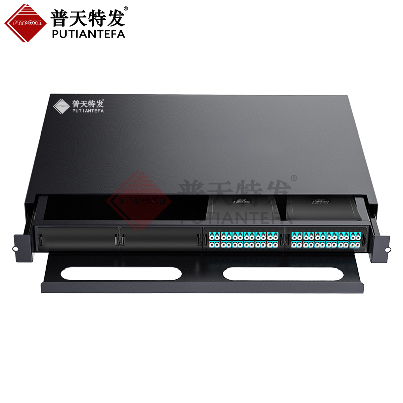 预端接型抽拉式 高密度1U96芯单模多模配线架 MPO光纤配线箱 模块化光纤终端盒4