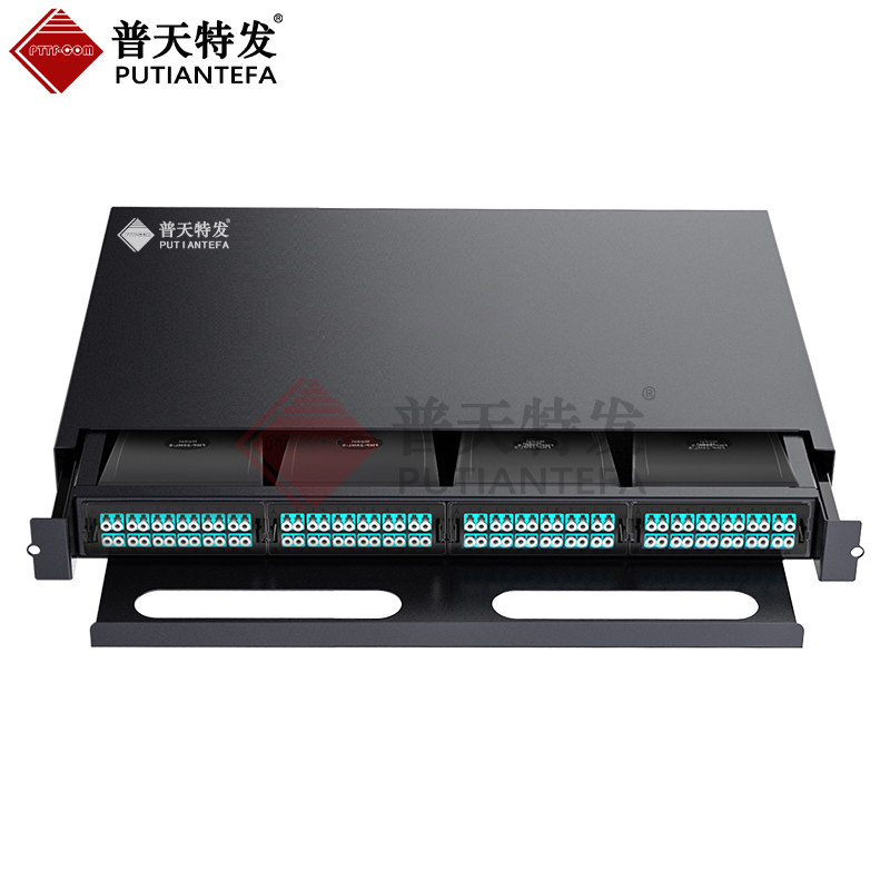 预端接型抽拉式 高密度1U96芯单模多模配线架 MPO光纤配线箱 模块化光纤终端盒6