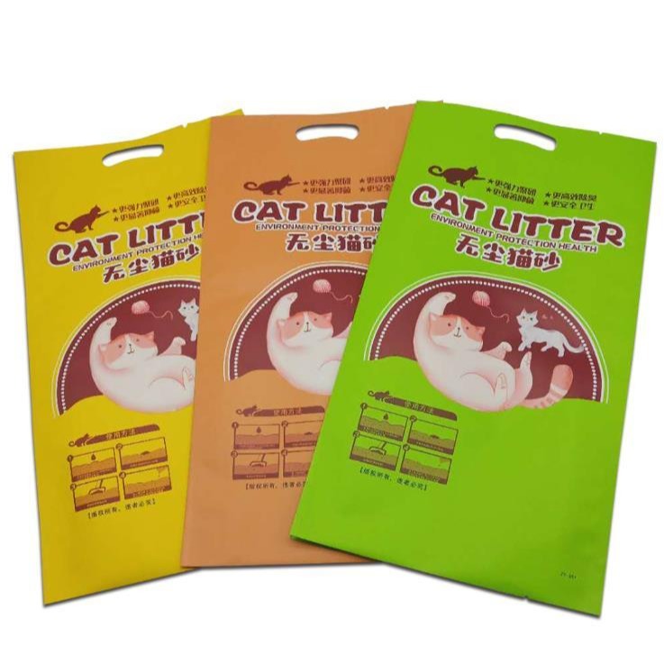 豆腐猫砂袋子 猫砂包装袋 防水猫砂真空袋支持定制 设计 绿茶猫砂手提袋 猫砂塑料包装袋 无尘猫砂背封袋