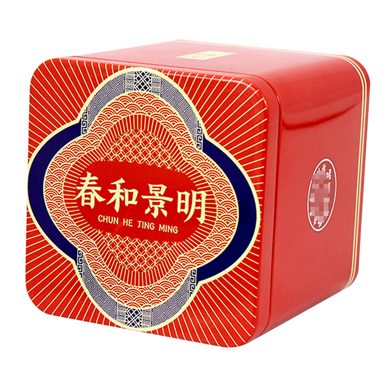 正方形金属盒加工 马口铁茶叶罐生产厂家 红色普洱茶铁盒子定做4