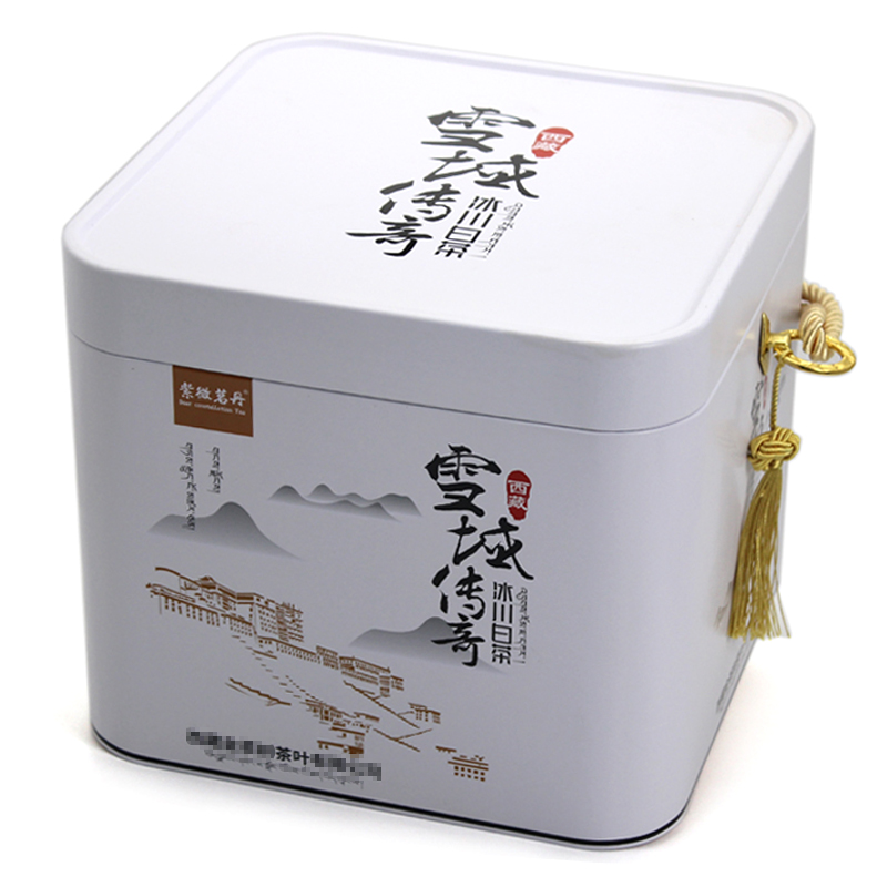 双层马口铁罐 正方形白茶茶叶罐铁盒订制 手提粽子礼盒包装盒铁盒 金属罐加工5