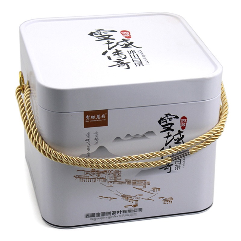 双层马口铁罐 正方形白茶茶叶罐铁盒订制 手提粽子礼盒包装盒铁盒 金属罐加工