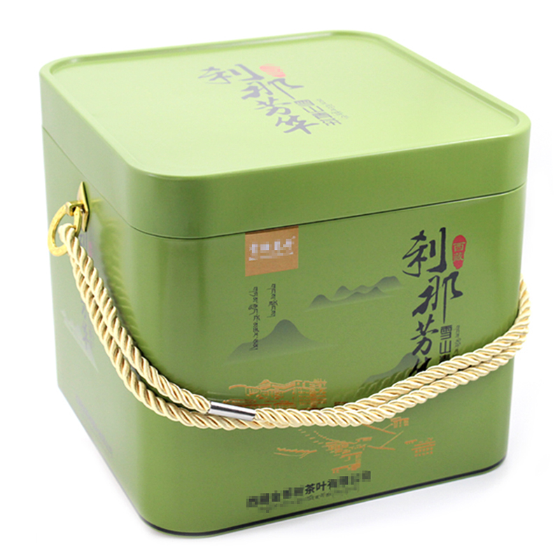 双层马口铁罐 正方形白茶茶叶罐铁盒订制 手提粽子礼盒包装盒铁盒 金属罐加工1