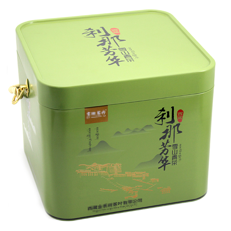 手提绳粽子铁罐礼盒 正方形青茶叶铁盒包装厂家 双层端午粽子铁盒包装盒订做4