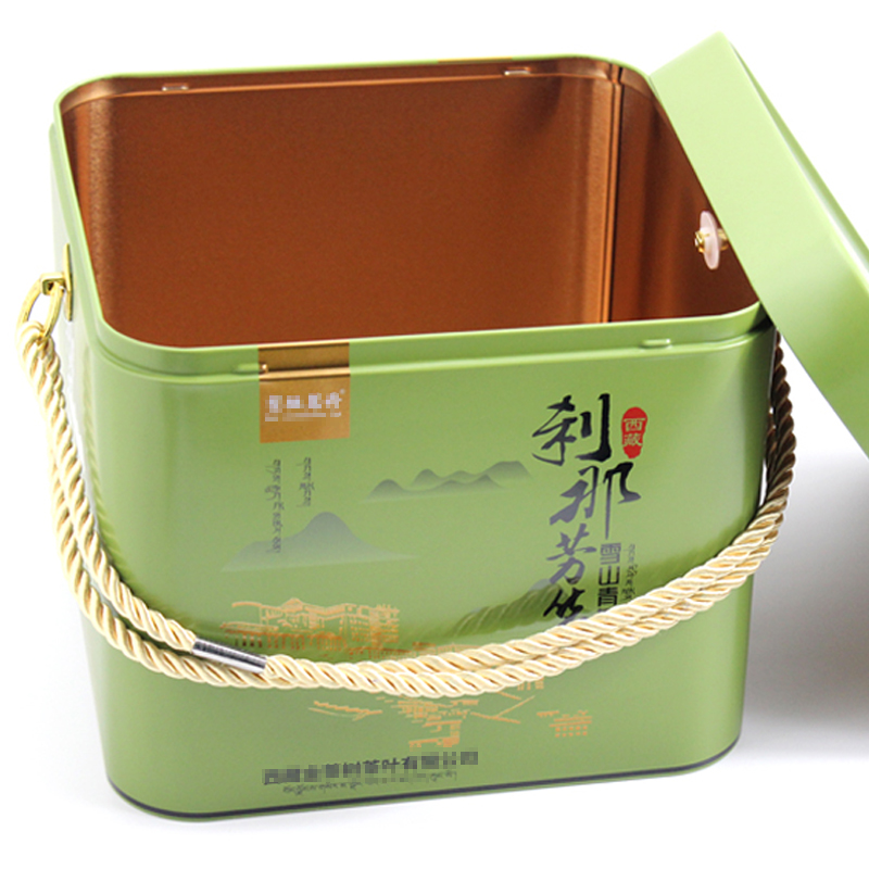 手提绳粽子铁罐礼盒 正方形青茶叶铁盒包装厂家 双层端午粽子铁盒包装盒订做7