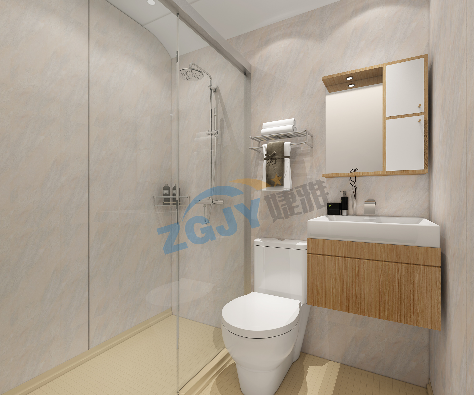 装配式卫生间 整体卫生间 彩钢板整体卫浴 整体卫生间 瓷砖 装配式 SMC6