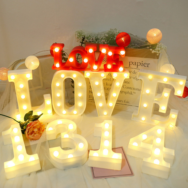 生日求婚表白装饰小夜灯 26个英文字母灯 LED数字字母符号造型灯3