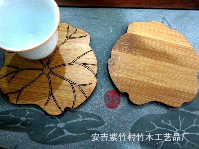 其他茶具 茶道配件杯垫 茶具配件 环保竹制茶具竹板雕刻莲花杯垫2