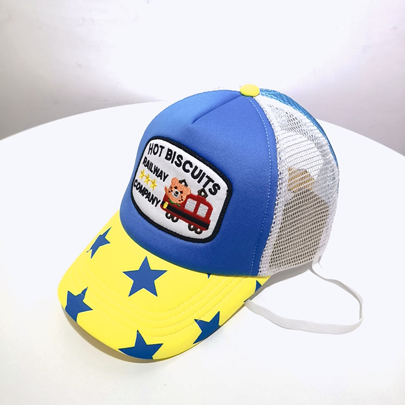 帽子工厂儿童帽子批发日系MIKI儿童夏季网帽小汽车绣花款儿童棒球帽工厂直销可来样加工5