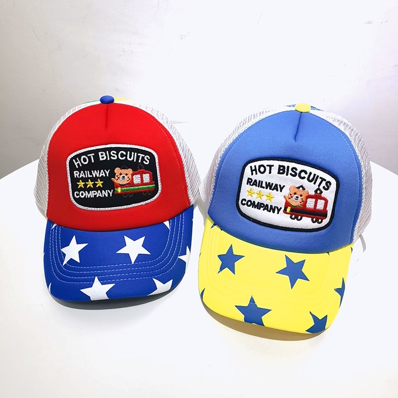 帽子工厂儿童帽子批发日系MIKI儿童夏季网帽小汽车绣花款儿童棒球帽工厂直销可来样加工