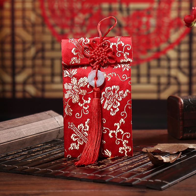 仿云锦布艺创意中式婚礼祝贺红包厂家定制批发 新年春节布艺红包