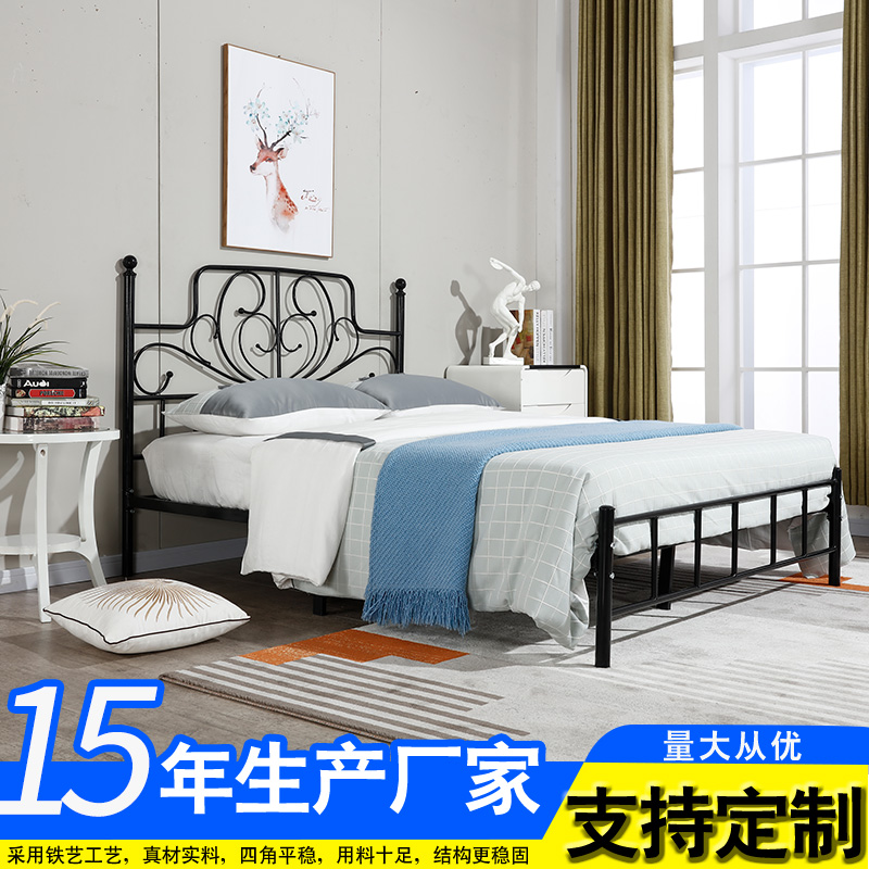 厂家定制单层铁艺床卧室单人床员工宿舍单层铁床多种规格铁艺床3
