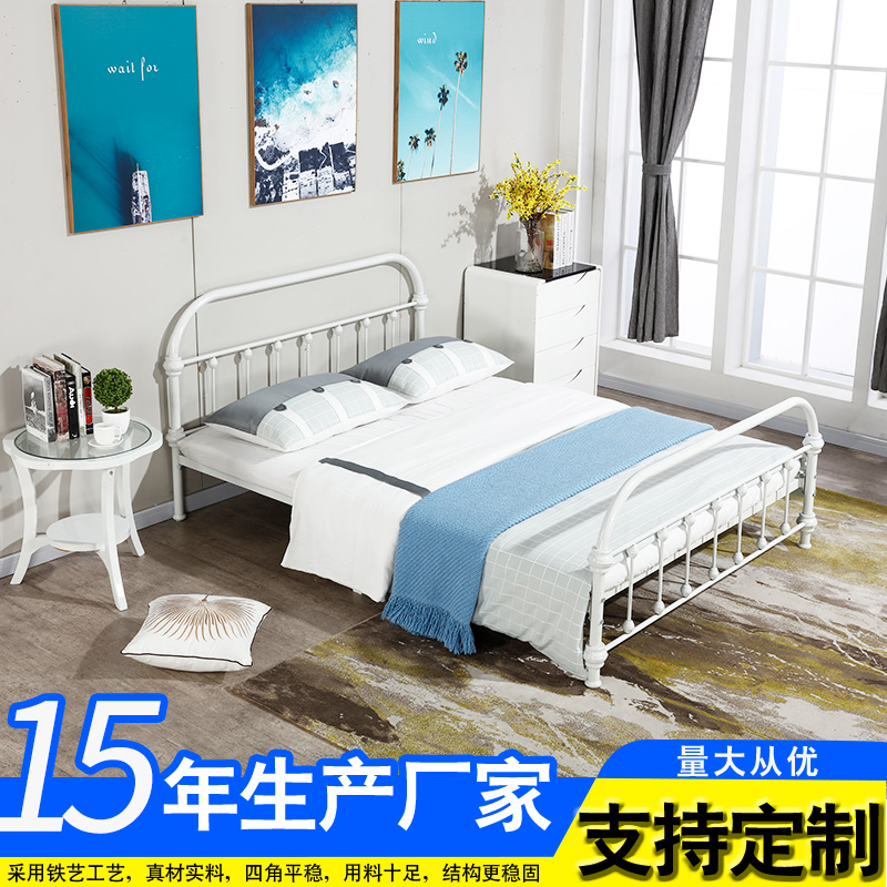 员工宿舍单层铁床厂家定制单层铁艺床卧室单人床多种规格铁艺床3