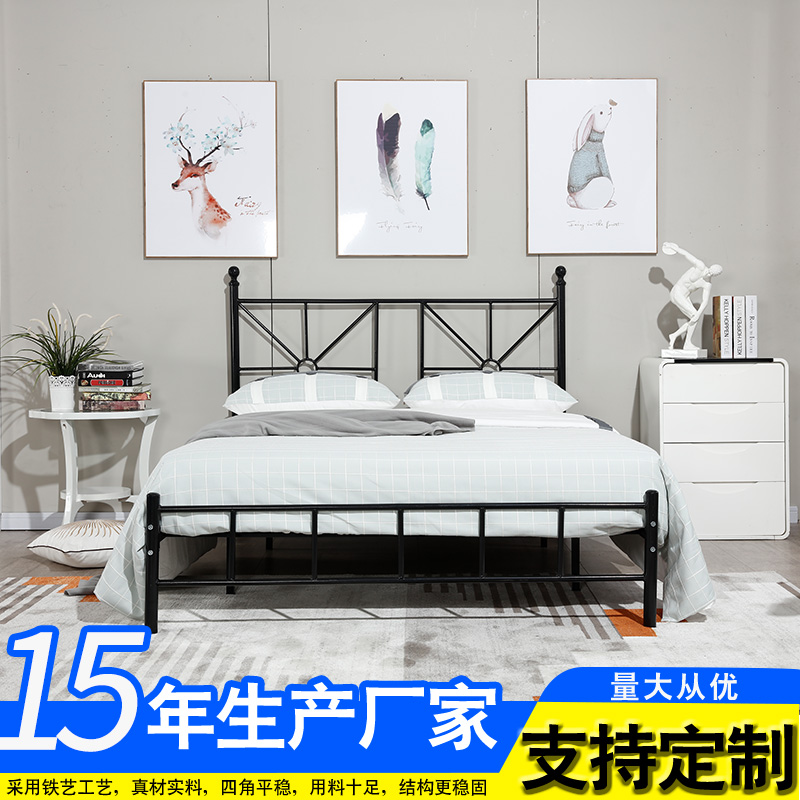 单层铁艺床员工宿舍单层铁床卧室单人床多种规格铁艺床可定制3