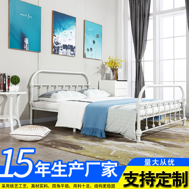 员工宿舍单层铁床厂家定制单层铁艺床卧室单人床多种规格铁艺床2