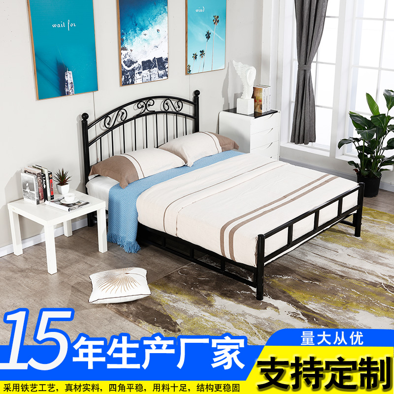 金属床 欧式单层铁艺床卧室单人床员工宿舍单层铁床多种规格铁艺床3