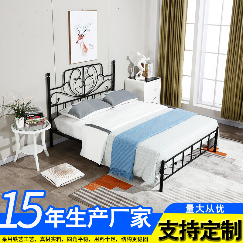 厂家定制单层铁艺床卧室单人床员工宿舍单层铁床多种规格铁艺床2