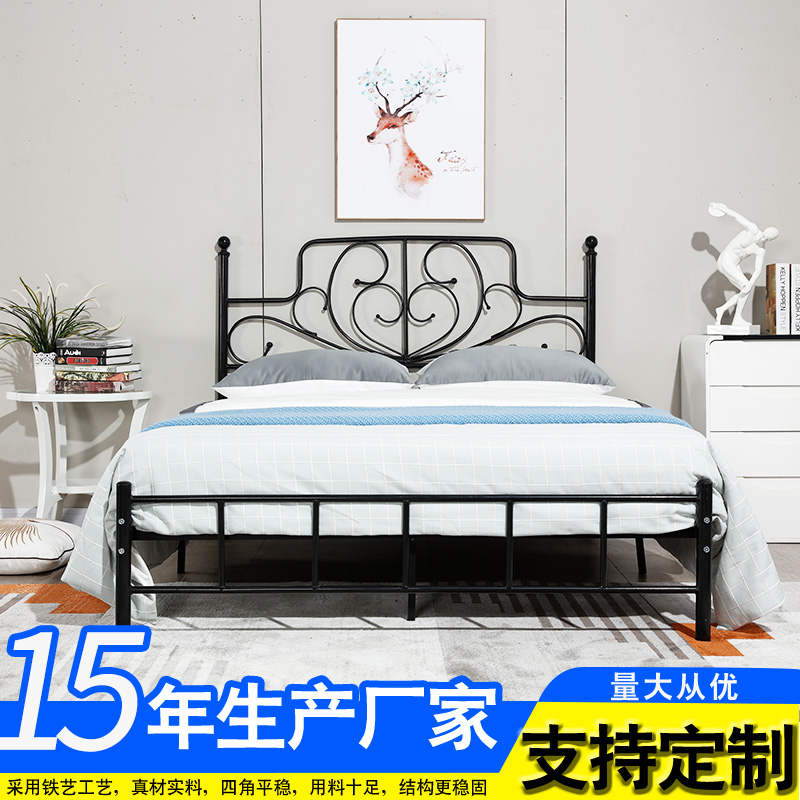 厂家定制单层铁艺床卧室单人床员工宿舍单层铁床多种规格铁艺床4