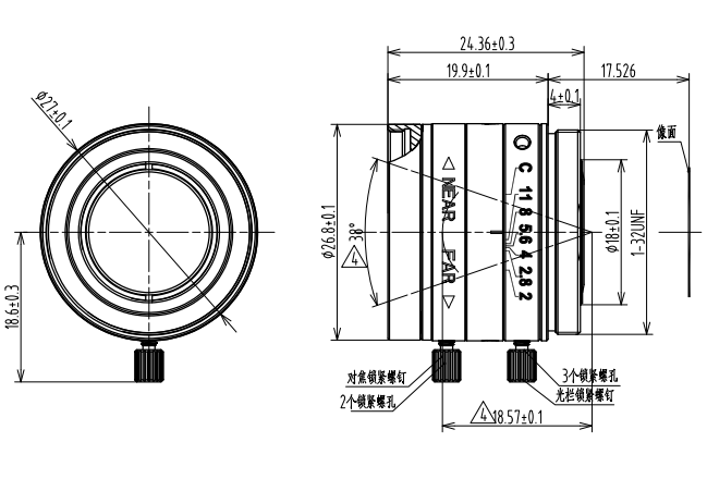 FA镜头 5MP 长步道工业镜头12mm FA1201C焦距4-75mm 1.8”1