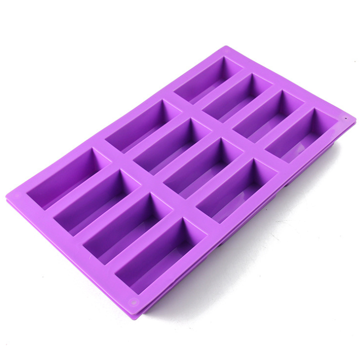 DIY长方体果冻布丁烘焙用品 创意12连孔长方形蛋糕饼干硅胶模具1