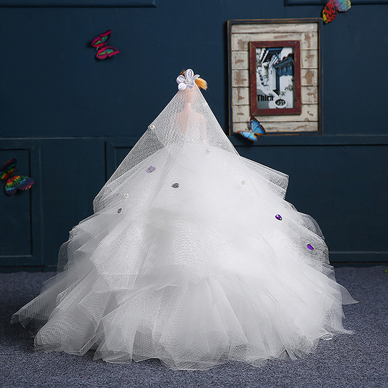 儿童玩具洋娃娃婚纱礼服 婚庆白色搪胶娃娃婚纱摆件 芭比娃娃婚纱4