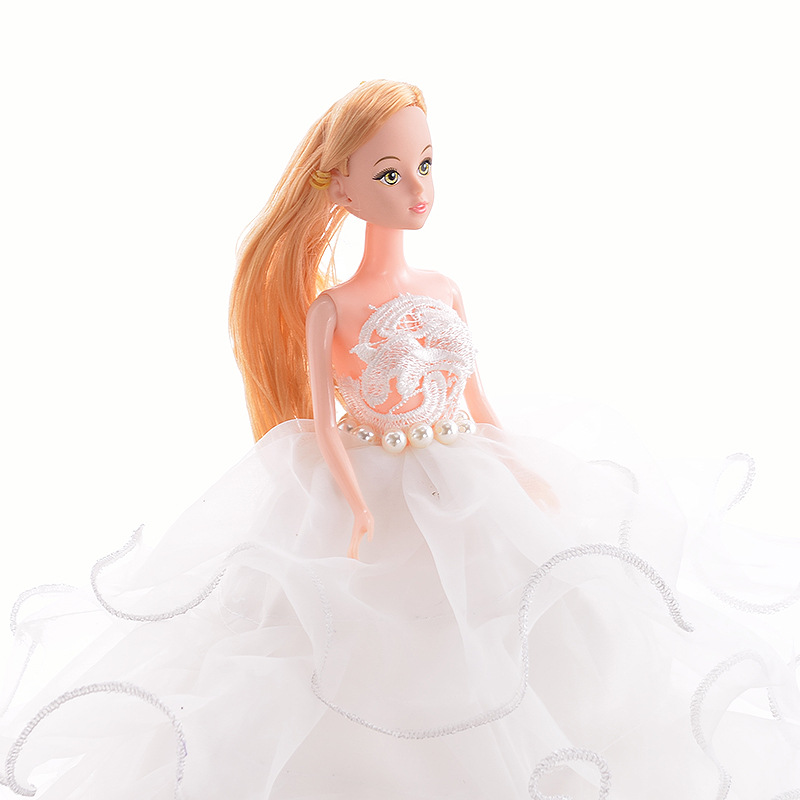 芭比娃娃婚纱裙 纯白色加钻蕾丝立体花多层次蓬蓬裙 娃娃婚纱裙2