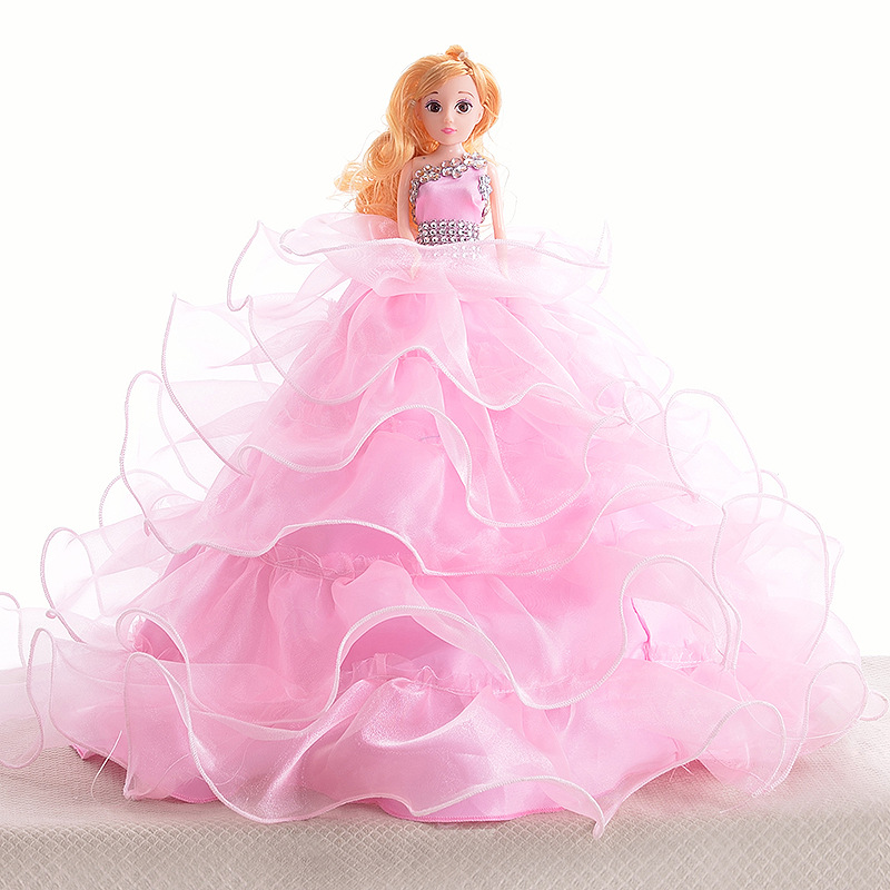 搪胶娃娃公主裙 芭比公主洋娃娃长款修身裙 婚庆娃娃粉色系列婚纱