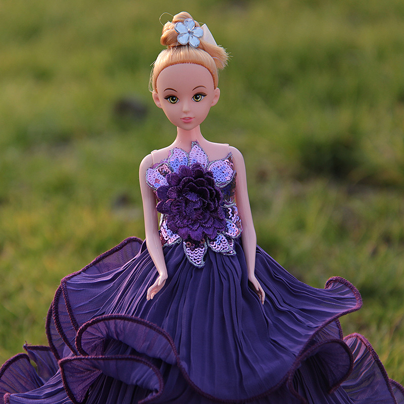 其他公仔、玩偶、娃娃 女孩儿童节生日礼物摆件玩具 紫色婚纱娃娃公主婚纱5