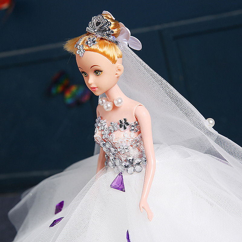 儿童玩具洋娃娃婚纱礼服 婚庆白色搪胶娃娃婚纱摆件 芭比娃娃婚纱3