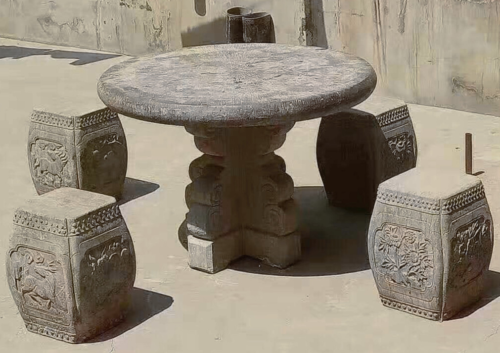凳子 青石仿古圆桌 石凳 户外庭院摆件 石雕桌子 大理石桌子1