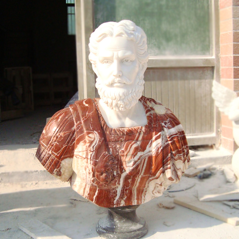 汉白玉胸像石雕摆件 欧式大理石人物 石雕汉白玉拼色胸像 景观雕塑1