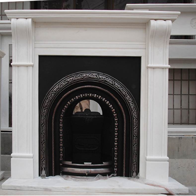 别墅家具室内背景墙装饰 白色简约石雕壁炉 欧式大理石壁炉架3
